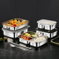 thumbnail image 4 of Lunch Box, Bento Box, Food Storage Container, 3 Compartment, with Lid, Plastic, White, 6.3"x4.53"x2.17", Portable, for Office, Home, 4 of 8
