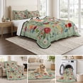 thumbnail image 6 of King Quilt Set 96''x106'', Sage Green Floral Lightweight Summer Bedspread Coverlet Set with 2 Pillow Shams, Spring Flowers Leaves Farmhouse Breathable All Season Quilt Bedding for Bedroom/Guest Room, 6 of 9