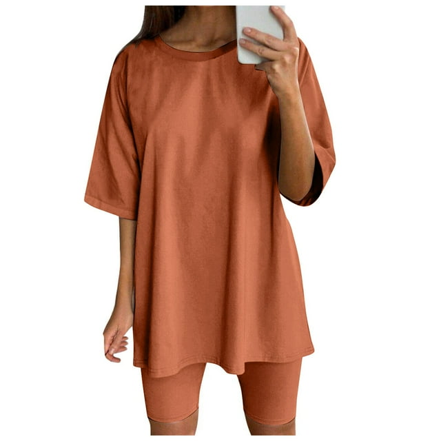 Conjunto deportivo de 2 piezas para mujer con top de manga corta y pantalón corto - Poliéster, transpirable, S-XXXL para yoga/running/actividades diarias