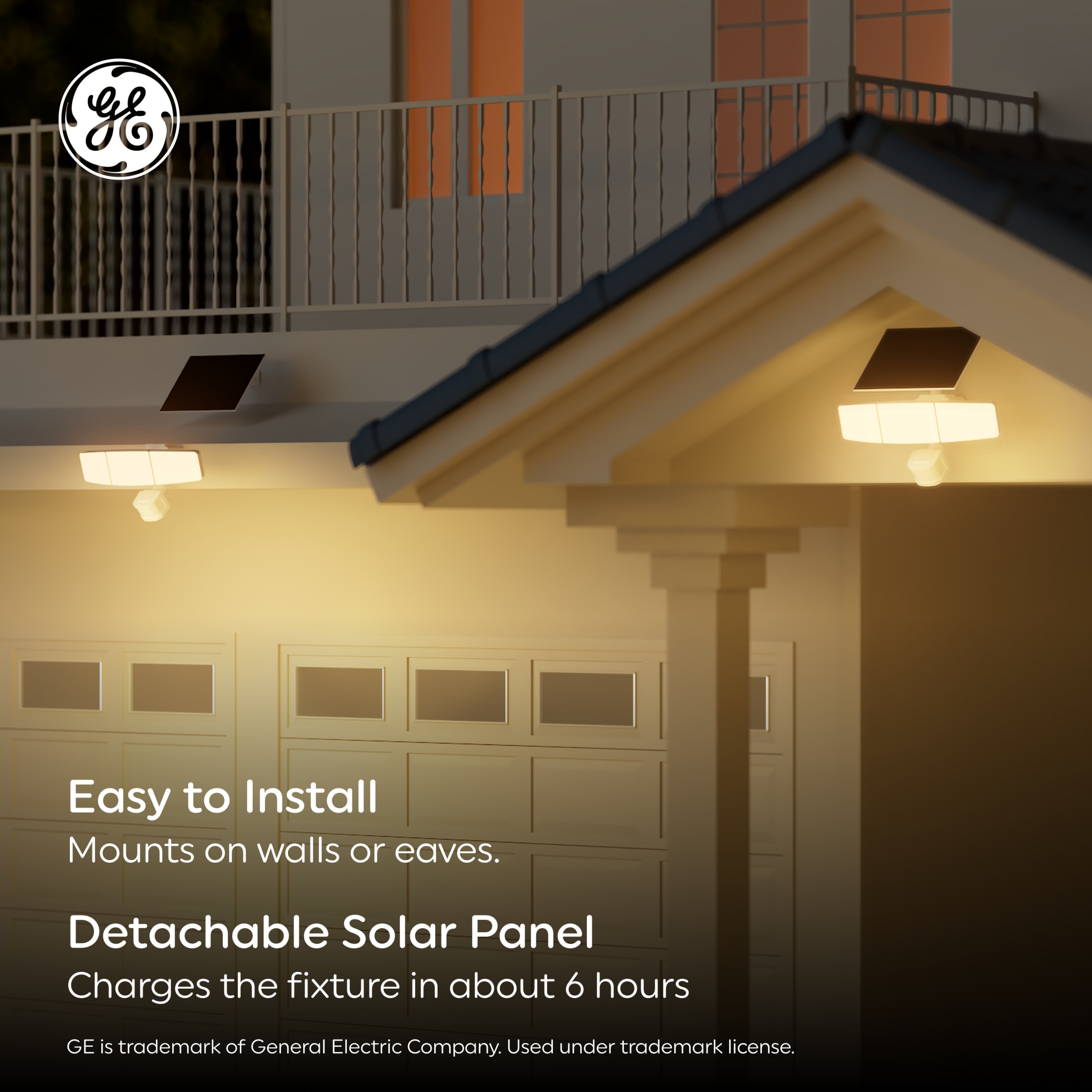 GE 3-Head Solar Security Light, 2500 Lumens, Motion Sensor photo 8