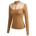 thumbnail image 2 of FashionOutfit Women's Fitted Long Sleeve Stretch Mock Neck Mesh Detail Top, 2 of 4