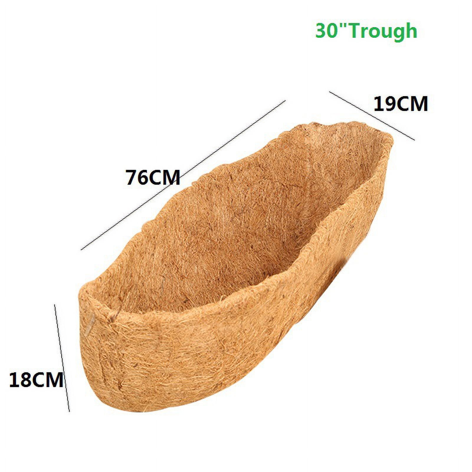 Nvzi 2PCS Coco Liner Trough Coco Liner for Planters,30inch Half Moon Shape Trough Coco Coir Coconut Fiber Replacement Liner for Window Box, Wall Trough Planter
