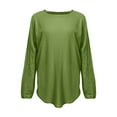 thumbnail image 7 of Long Sleeve Shirts for Women Casual Crewneck Waffle Knit Hollow Out Tunic Tops Loose Fit, 7 of 7