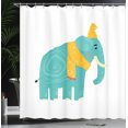 thumbnail image 3 of Ambesonne Animal Shower Curtain, Animal with Hat and Scarf, 69"Wx84"L, Seafoam Orange, 3 of 4