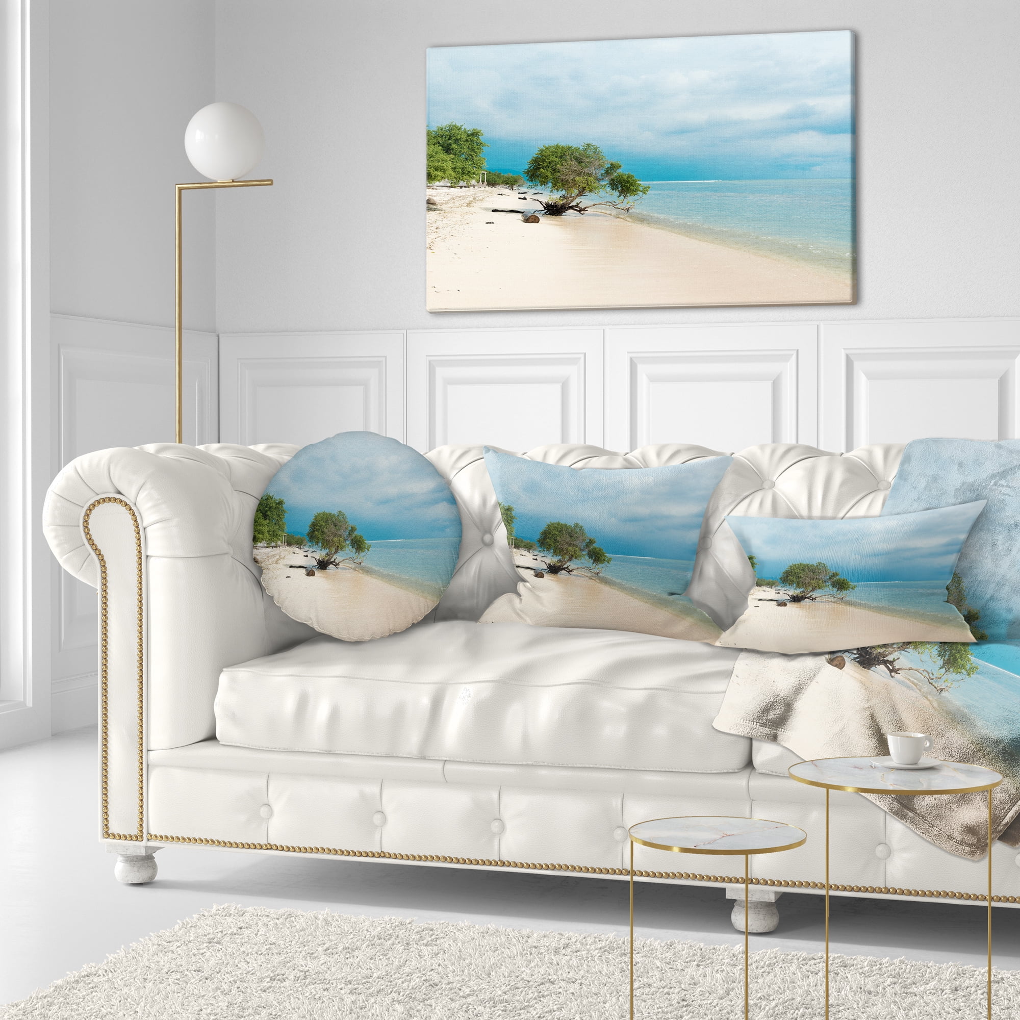 Designart 12" x 20" Blue Polyester Throw Pillow