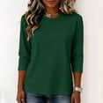 thumbnail image 5 of Womens Cotton Casual 3/4 Sleeve T Shirts Crew Neck Loose Fit Tops Solid Basic Tops Tees, 5 of 6