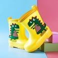 thumbnail image 2 of ZHOGXU Toddler Boys Girls Waterproof Rain Shoes Cartoon Dinosaurs Print Non Comfortable Lightweight Rain Shoes Outdoor Daily Wear,Yellow,3-4 Years, 2 of 6