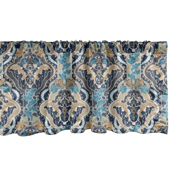 Ambesonne East Window Valance, South Eastern Design, 54" X 18", Pale and Dark Blue Beige