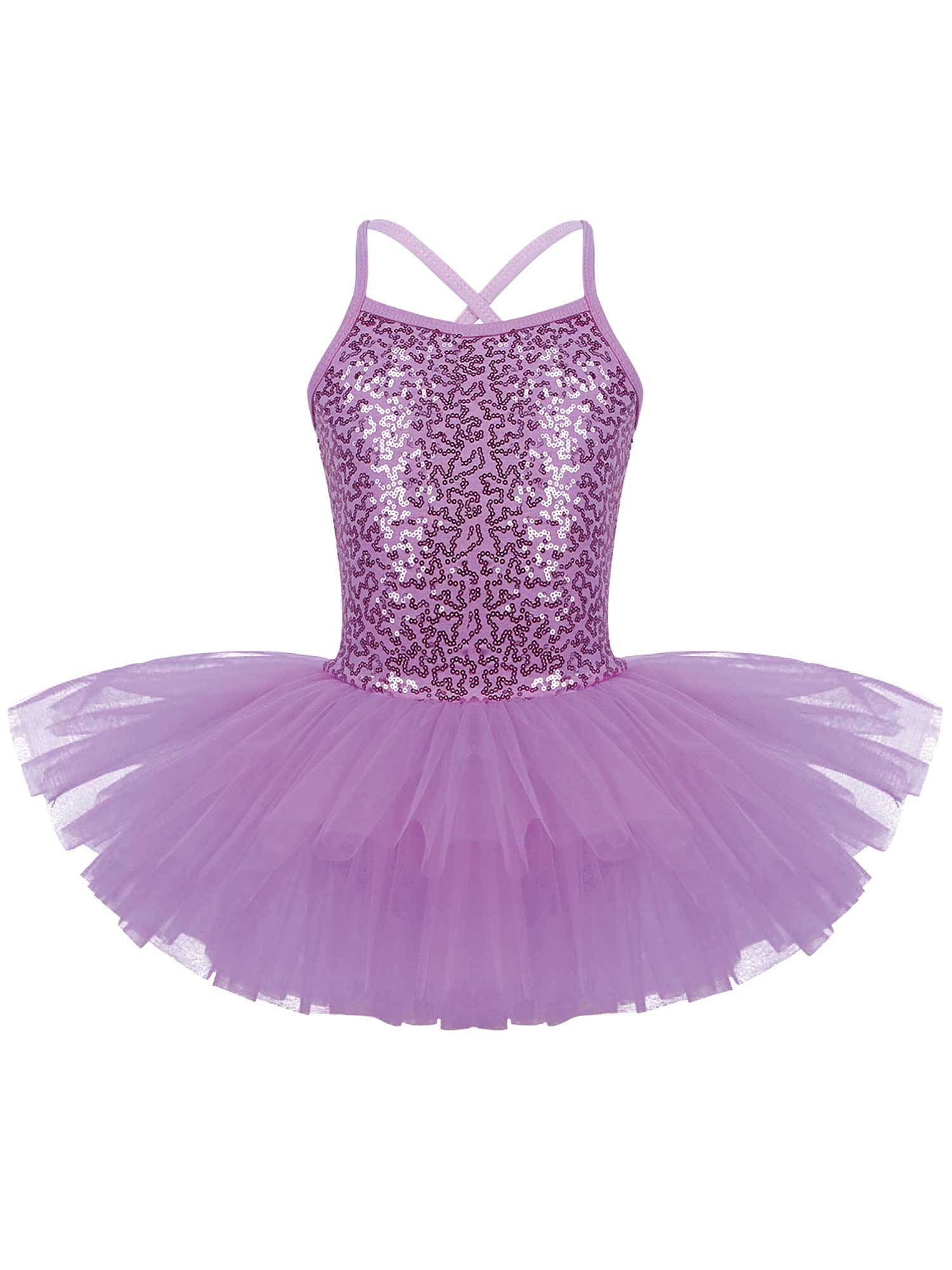 Girls Sequin Ballet Dance Dress Gymnastic Leotard Ballerina Tutu Skirt Costume 