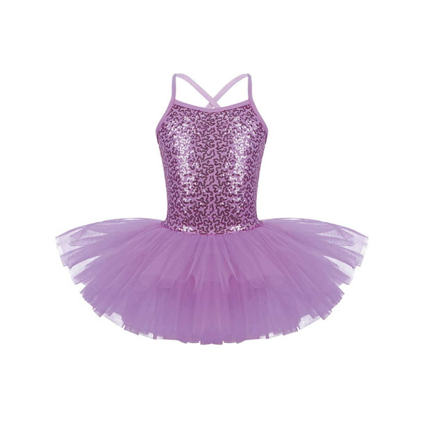 Iefiel Girls Shiny Sequins Ballet Tutu Dress Gymnastic Exercise Leotard Dress 