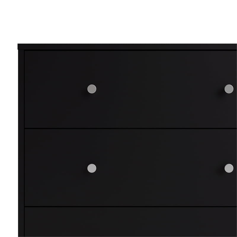 3pc Set of Engineered Wood Black 3Drawer Chest 6Drawer Dresser & Nightstand