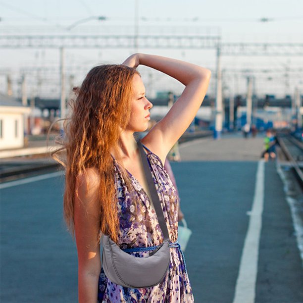 Bolso bandolera de mujer Bolso de nylon para dumplings - Bolso de hombro de tela impermeable y ligera, diseño minimalista clásico, bolso versátil para el diario