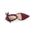 thumbnail image 4 of BLISSFUL STEP Women Pointed Toe Block Heels Lace Up Pumps Burgundy 8, 4 of 7