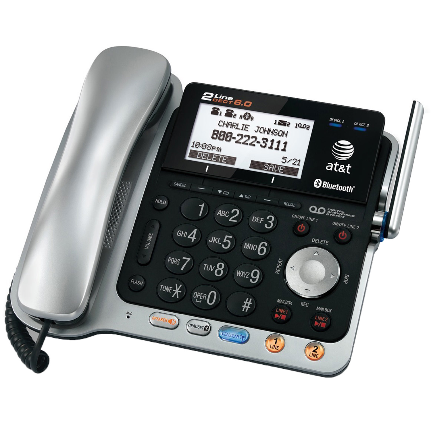 AT&T TL86109 2-Line DECT 6.0 Phone System with Bluetooth
