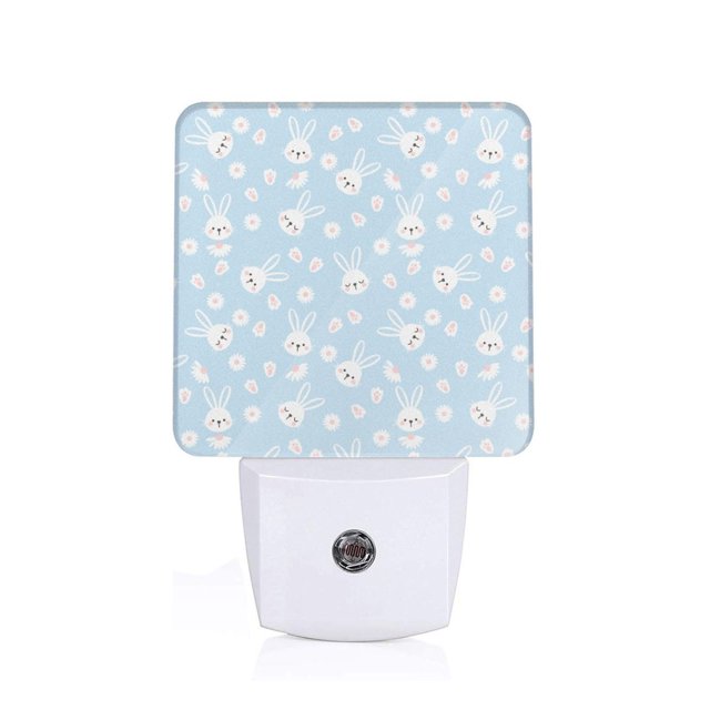 Balery Cute Bunny Luz Nocturna LED con Sensor Automático, Enchufe con Sensor Crepuscular, Luz Suave de 0.5W para Dormitorio, Pasillo, Baño-US