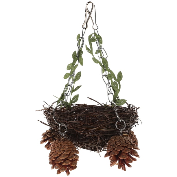 Nido de ratán natural para pájaros pequeños, medianos y grandes, columpio para loros, jaula para pájaros