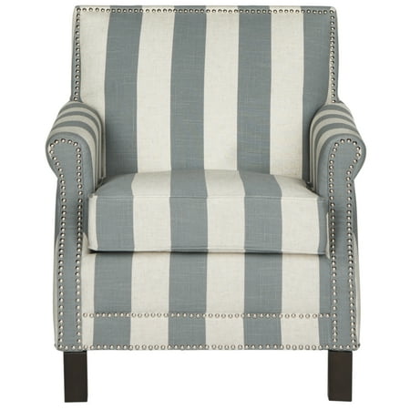 SAFAVIEH Easton Rustic Glam Upholstered Club Chair w/ Nailheads Grey/White