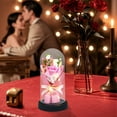 thumbnail image 2 of Gallickan Soap Rose Bouquet, Glass Dome with LED Light Base, Artificial Fragrant Rose Flowers, Long Lasting Valentine's Birthday Gift and Home Table Decor, Pink, 2 of 6