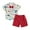 Red, variant on Musuos Kid Boys 2 Piece Set 6 12 18 24M 3 4Y Short Sleeve Dinosaur Print Shirts with Bowtie + Elastic Waist Shorts Toddler Baby Summer Outfits