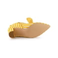 thumbnail image 5 of BLISSFUL STEP Women's Pointed Toe Bow Striped Chunky Heel Ankle Boots Yellow 10, 5 of 7