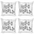 thumbnail image 1 of Hello World Throw Pillow Cushion Case Pack of 4, Abstract Striped Typographic Hello World on Pale Background, Modern Accent Double-Sided Print, 4 Sizes, Charcoal Grey White, by Ambesonne, 1 of 2