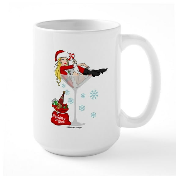 CafePress - Santa Girl Martini Ceramic Mug - 15 oz Ceramic Large White Novelty Mug