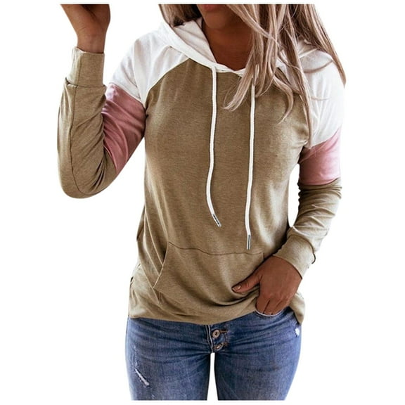 Summer Tops for Women Hoodie Sweatshirt Casual Pullover Tunic Top Long Sleeve Shirt Stretch Women Long Sleeve Knit Tops for Short Work Blouse Warm Toe Band Lightweight Tee Womens Khaki 2XL