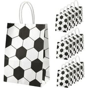 XD4-16pcs Soccer Party Favor Paper Bags, Football Themed Party Gift Bags with Handles Soccer Goodie Bags Treat Candy Bags for Kids Adults Soccer Party Supplies (Style 5)*04