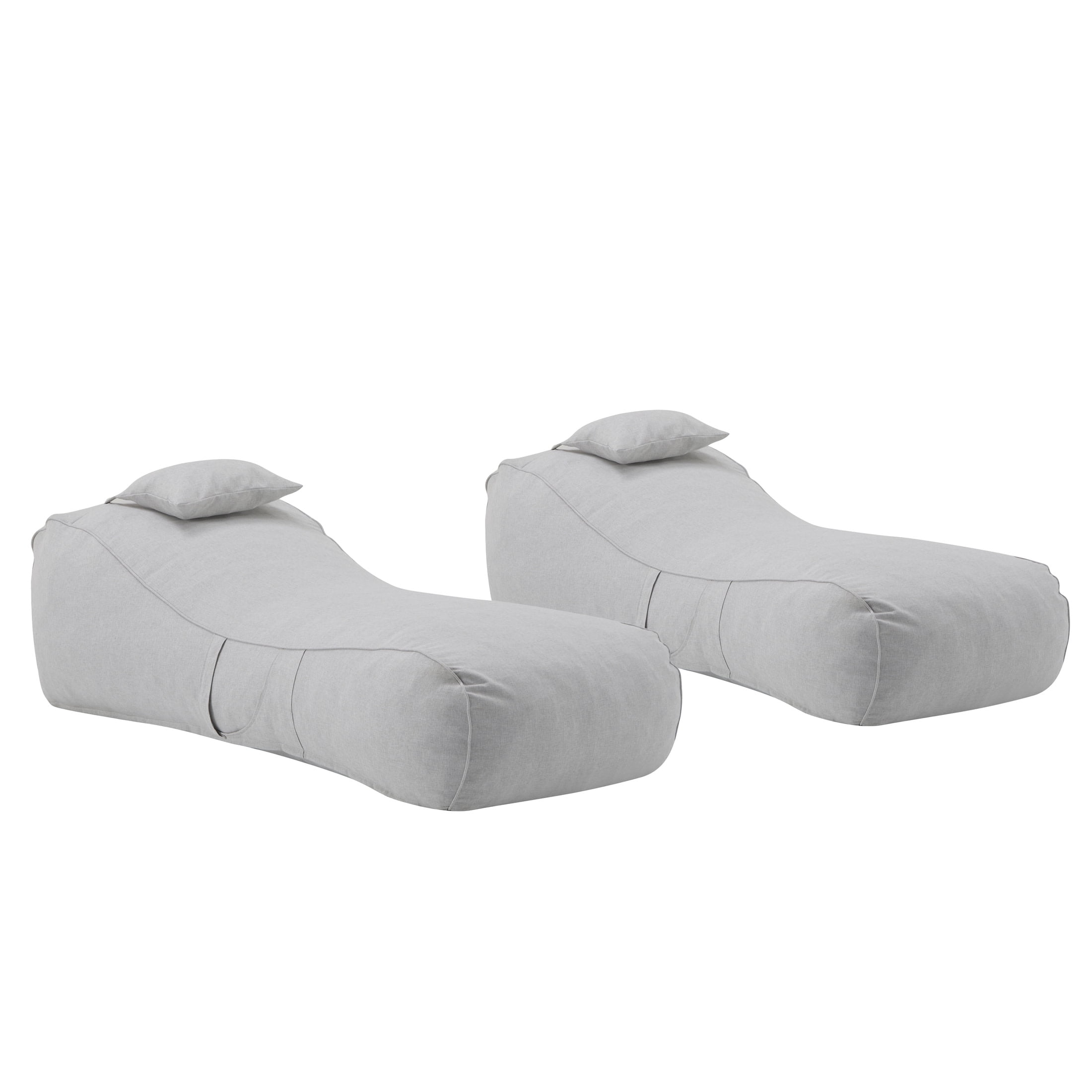 Christopher Knight Home 71" Outdoor Bean Bag Lounge Chair with Headrest Pillow, Plush Foam Fill, Light Gray