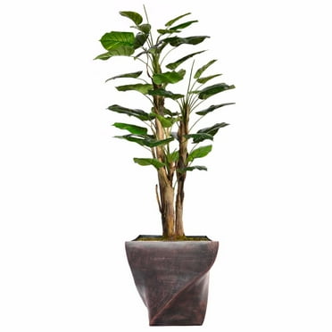 Vintage Home Artificial Faux Real Touch 75" Tall Scindapsus Aureus Burlap Kit And Fiberstone Planter