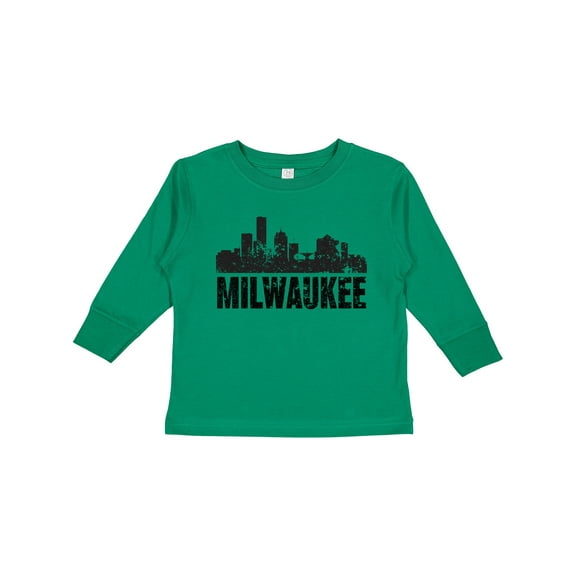 Inktastic Milwaukee Skyline Grunge Boys or Girls Long Sleeve Toddler T-Shirt