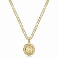 thumbnail image 1 of Chenchen Initial Necklaces for Women, 14K Gold Plated Round Letter Pendant Capital Monogram Necklace Alphabets from A-Z Figaro Chain Jewelry, 1 of 1