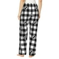 thumbnail image 3 of Naloa Anchor Black Tartan Plaid Print Women’s Ultra-Soft Comfy Pajama Lounge Pants with Pockets & Drawstring, 3 of 8