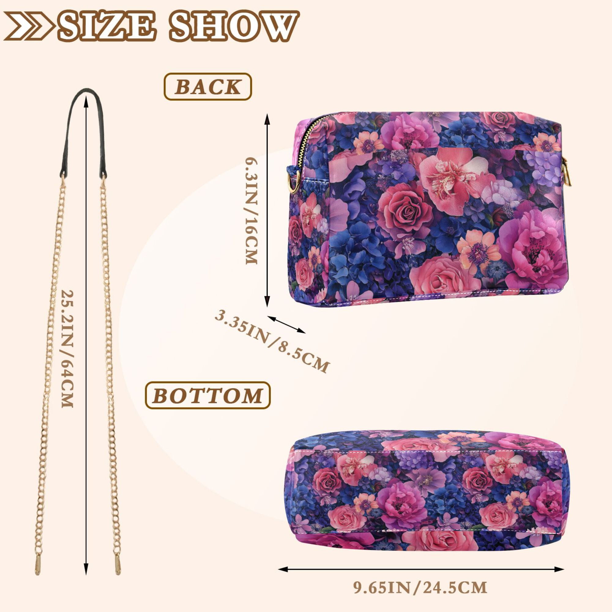 FORMRS Women Crossbody Purse with Chain Strap Vegan Leather Shoulder Handbag, Vibrant Art Flowers