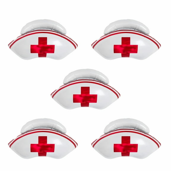 CYMYLAR Nurse Hat foil Balloon Nurse Graduation Decoration 27inch White Nurse's Day Party Supplies (5Pcs)