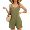 thumbnail image 5 of Casual Short Overalls for Women Loose Bib Rompers Jumpsuits Adjustable Straps Sleeveless Summer Beach Playsuits with Pockets, 5 of 8