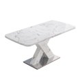 thumbnail image 6 of Modern Square Dining Table, Stretchable, with Printed White Marble Table Top+MDF X-Shape Table Leg with Metal Base (Same SKU:W757S00007), 6 of 15