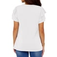 thumbnail image 5 of UVN Summer Blouse for Women Ruffle Short Sleeve Shirts V Neck Button Down Elegant Ladies Tops, 5 of 9