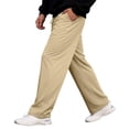 thumbnail image 4 of Mens Baggy Pants Drawstring Stretch Loose Fit Wide Leg Streetwear Pants with Pockets Brown M, 4 of 7