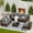 Gray, variant on UDPATIO Patio Furniture Sets, Modular Rattan Outdoor Patio Sectional Furniture Sofa Set, Wicker Patio Conversation Set for Backyard, Deck, Poolside w/Glass Coffee Table, 7pc Blue (Include Sofa Cover)