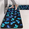 thumbnail image 2 of Kitchen Rugs Sets Of 2,Black Blue Butterfly Pattern Anti Fatigue Kitchen Mat Rugs Non Slip Washable,Decorative Kitchen Floor Mats for Kitchen,Sink,Laundry,17"x47"+17"x47", 2 of 5