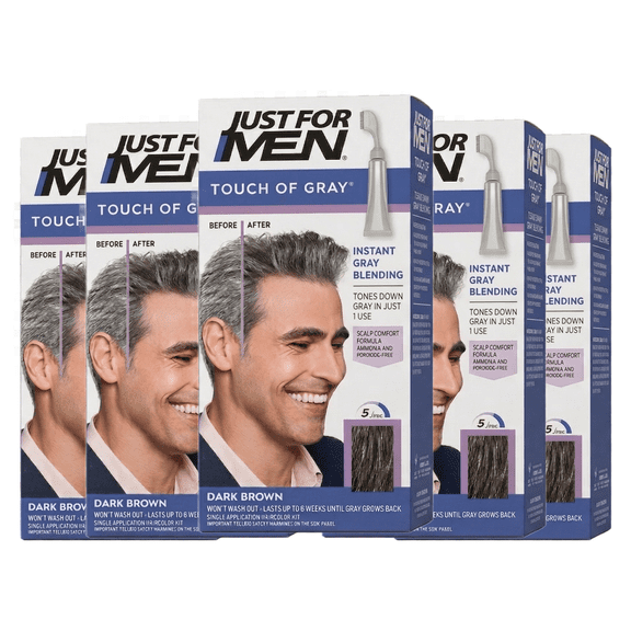 JUST FOR MEN Touch of Gray Dark Brown T-45 Hair Color 1.4 oz 5 Pack