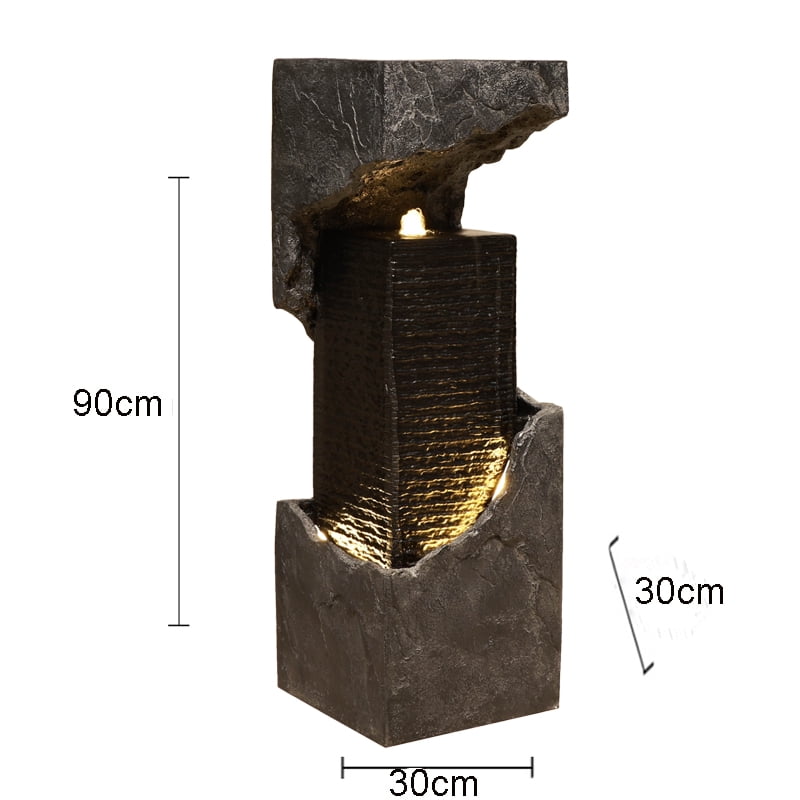 35" H Outdoor Waterfall Fountain with Warm White LEDS