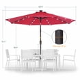 thumbnail image 2 of ACEGOSES 9ft LED Outdoor Patio Deck Solar Light Umbrellas w/ Tilt,Crank and 8 Ribs,Red, 2 of 8