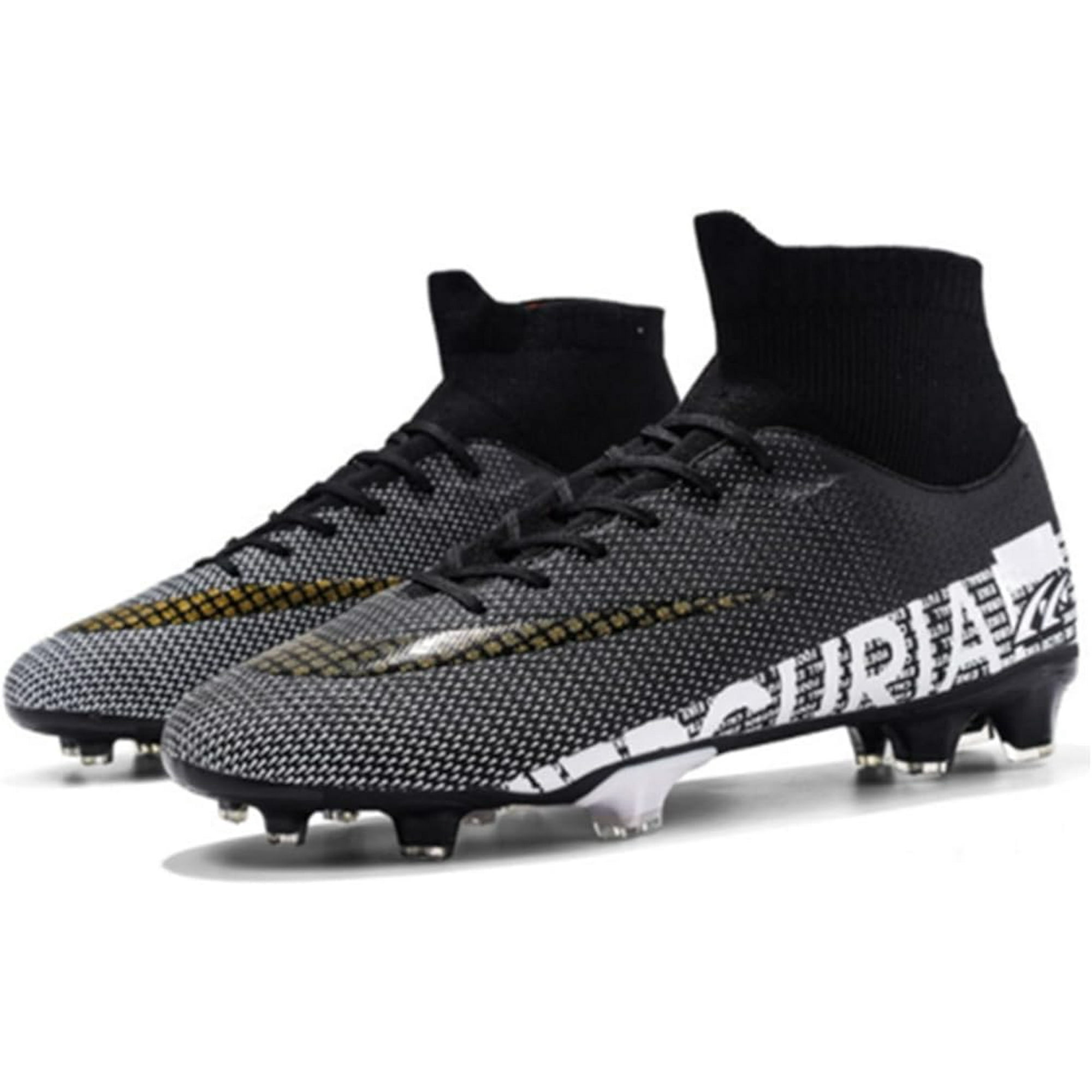Football Boots Kids High Top Soccer Boots Boys Girls Breathable Football Shoes with Cleats