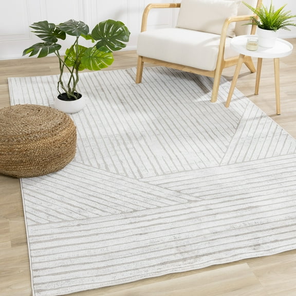 Rug Branch Modern Stripes, Tonal/Solid Grey Indoor Area Rug - 7' x 10'