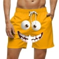 thumbnail image 2 of FAVIPT Big and Tall Men's Quick Dry Swim Trunks Funny Cartoon Face Print Swimwear Summer Beach Holiday Shorts Orange,XXXXL, 2 of 5