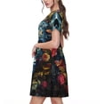 thumbnail image 2 of Rocae Butterfly Flower Skull A for Dresses Summer Casual Ruffle Short Sleeve Cute Crew Neck Flowy Dress with Pockets, 2 of 6