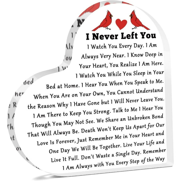 Memorial Plaque Sympathy Gifts for Loss of Husband Wife In Memory of Family Mom Dad Friends Grieving Acrylic Heart Keepsake Bereavement Condolences Present for Remembrance Table Decor 4x4 inch