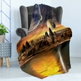 thumbnail image 4 of Fantasy Soft Flannel Fleece Throw Blanket, Alien Planet Earth Moon and Mountain Surreal Sci Fi Galactic Future Cosmos Art, Cozy Plush for Indoor and Outdoor Use, 60" x 80", Multicolor, by Ambesonne, 4 of 5